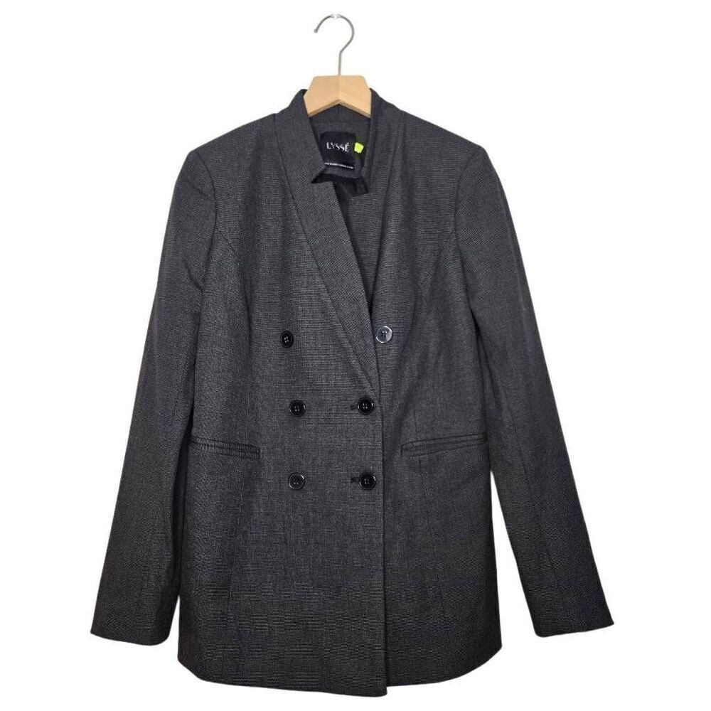 Lysse Double Breasted Blazer Jacket Womens Size Small Gray Career Workwear